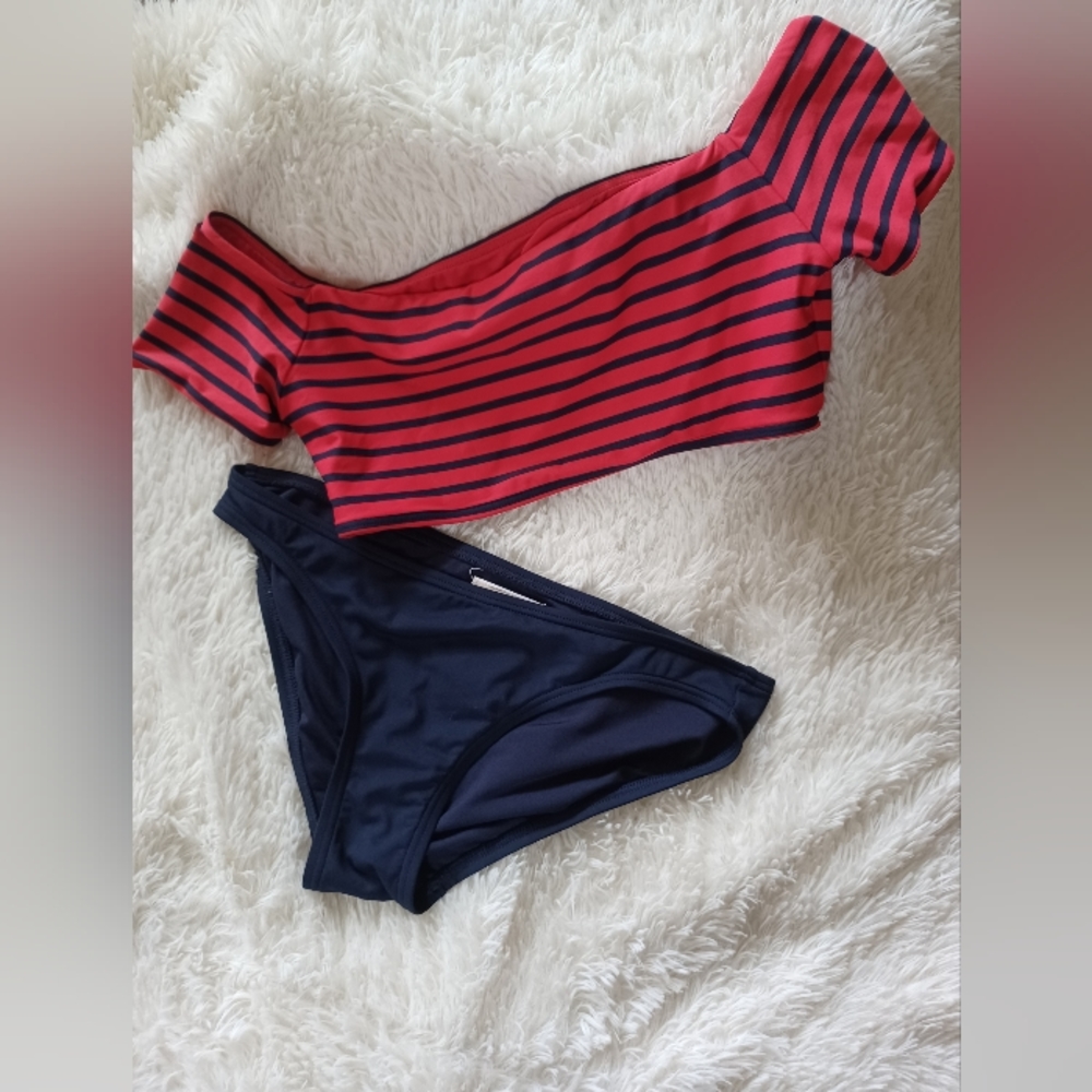 2 piece swimwear  Nautical Look Sexy Off the shoulder or not